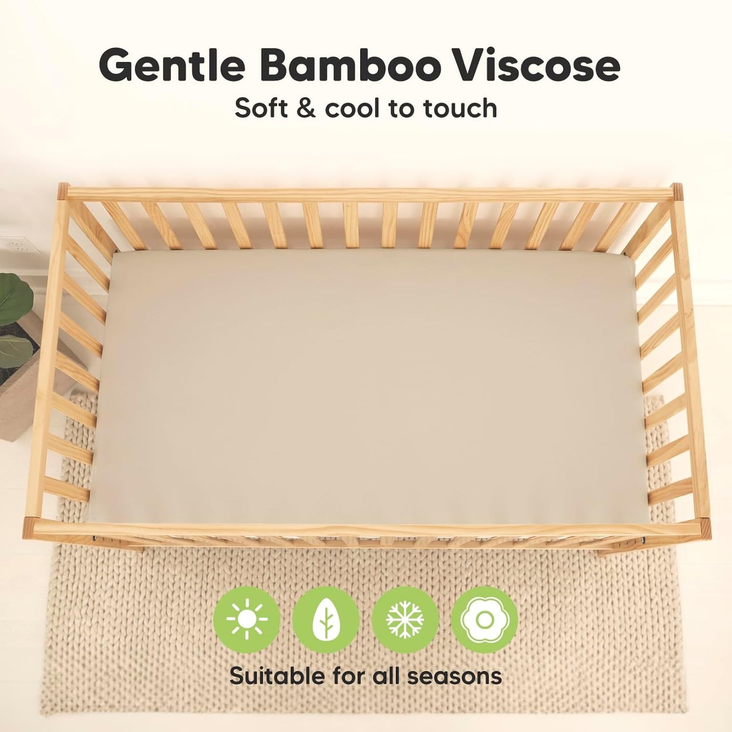 KeaBabies Bamboo Fitted Crib Sheets Waterproof Breathable Ecru Size 130cm x NEW