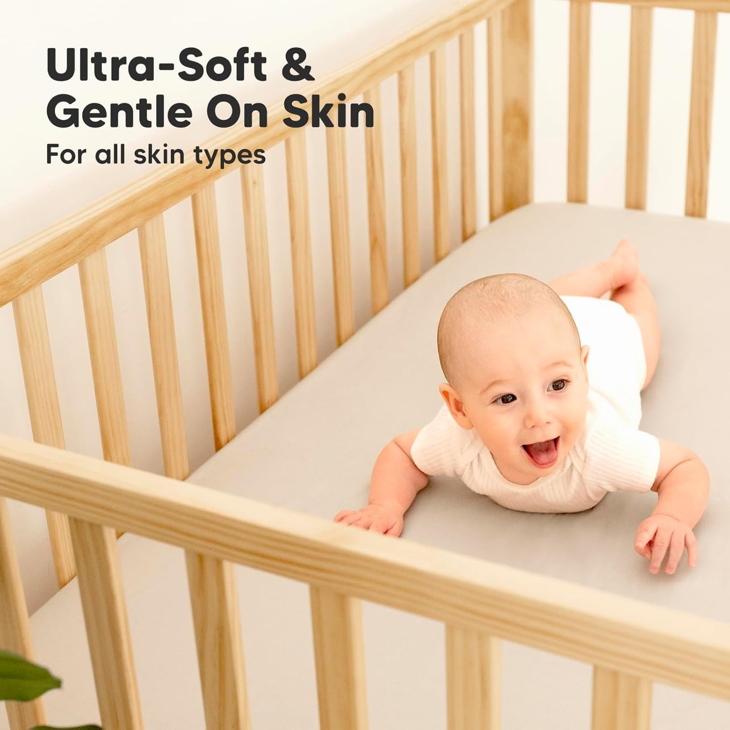 KeaBabies Bamboo Fitted Crib Sheets Waterproof Breathable Ecru Size 130cm x NEW