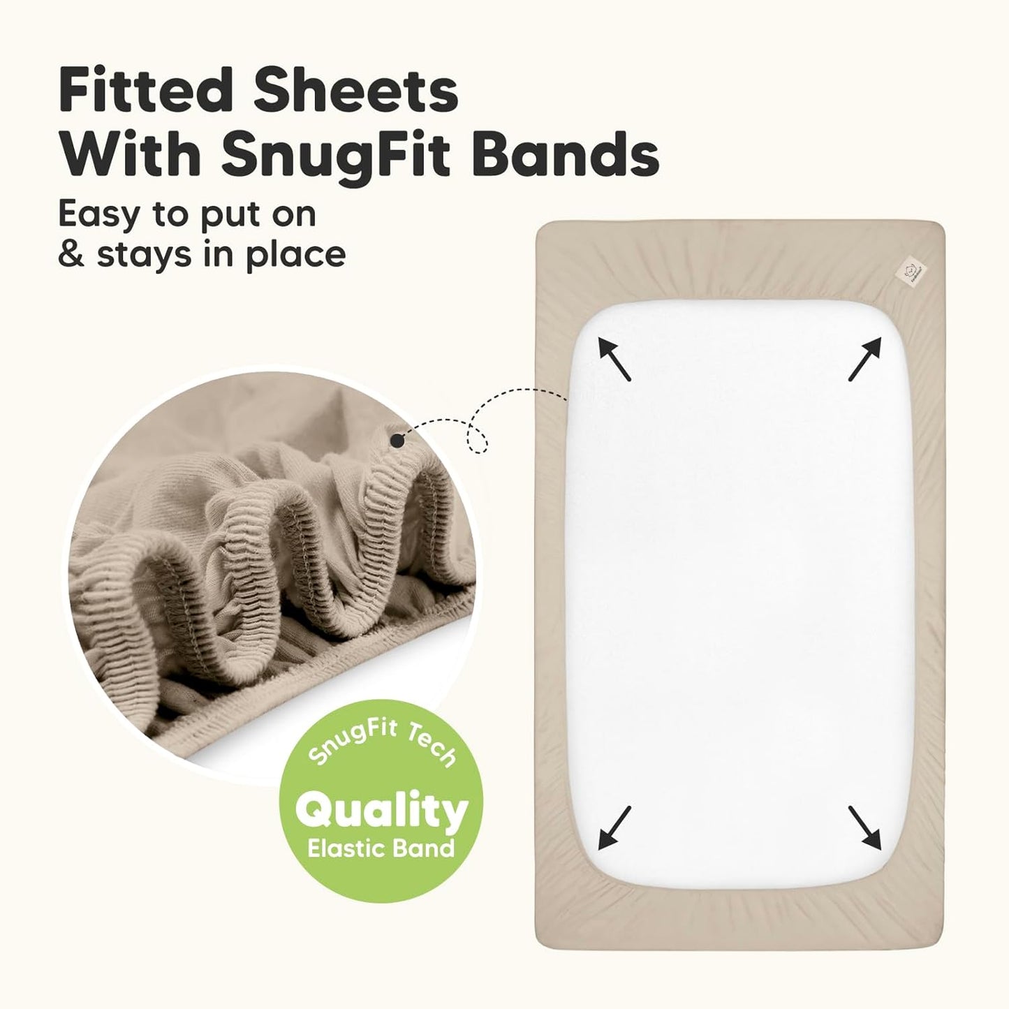 KeaBabies Bamboo Fitted Crib Sheets Waterproof Breathable Ecru Size 130cm x NEW