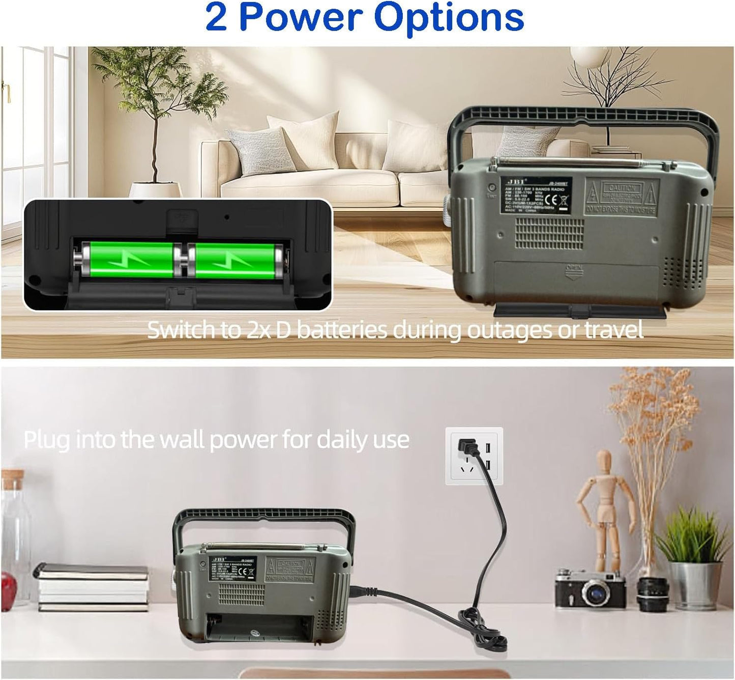Portable Grey AM/FM Transistor Radio with Bluetooth 5.3 Rechargeable DEMO