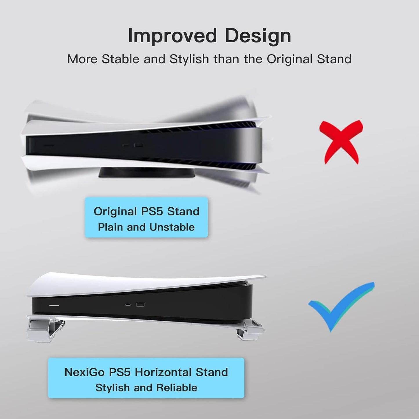 NexiGo Minimalist PS5 Horizontal Base Stand - White Gaming Accessory DEMO