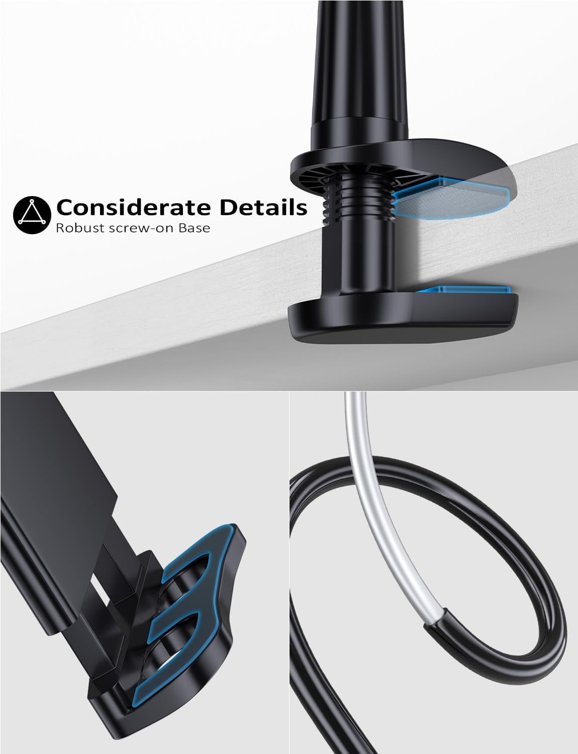 Tryone Adjustable Stands Flexible Gooseneck Tablet Holder Stand for Bed, DEMO