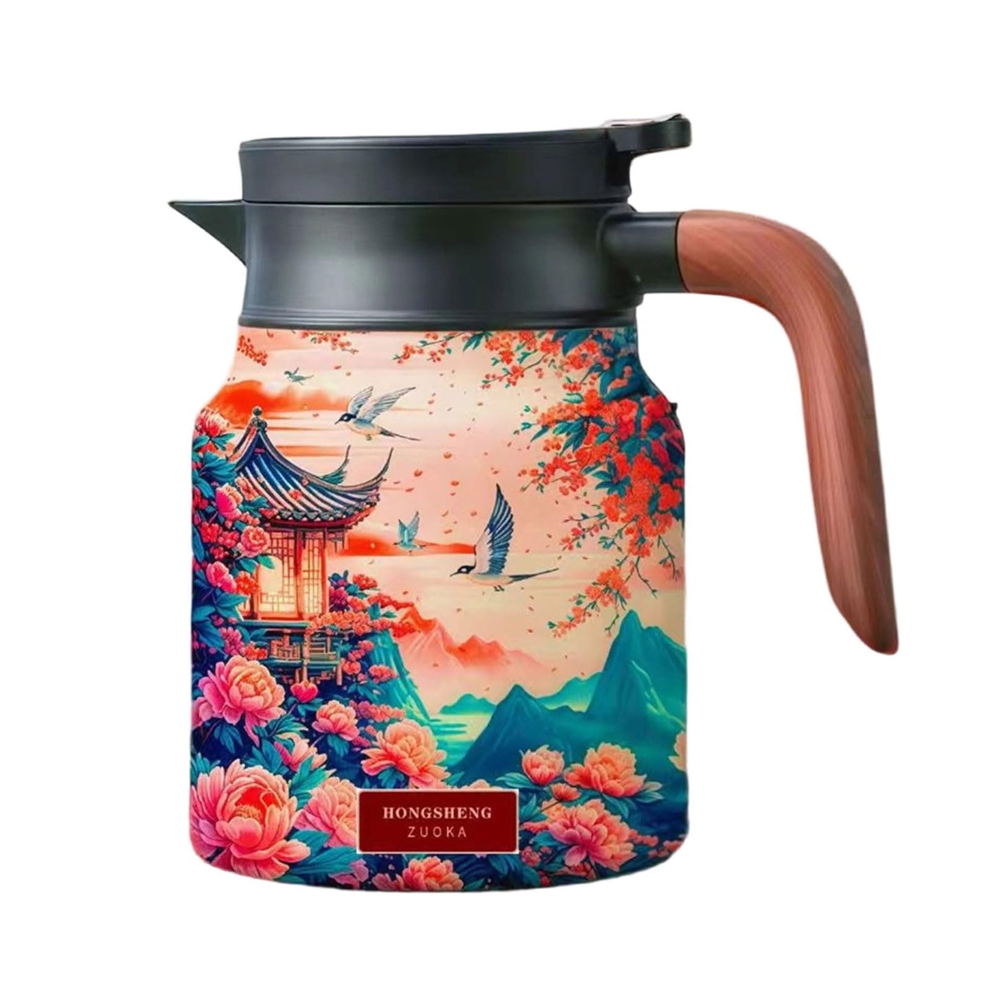 Mythra 1000ml Insulated Stainless Steel Hot Beverage Carafe Chinese Temple NEW