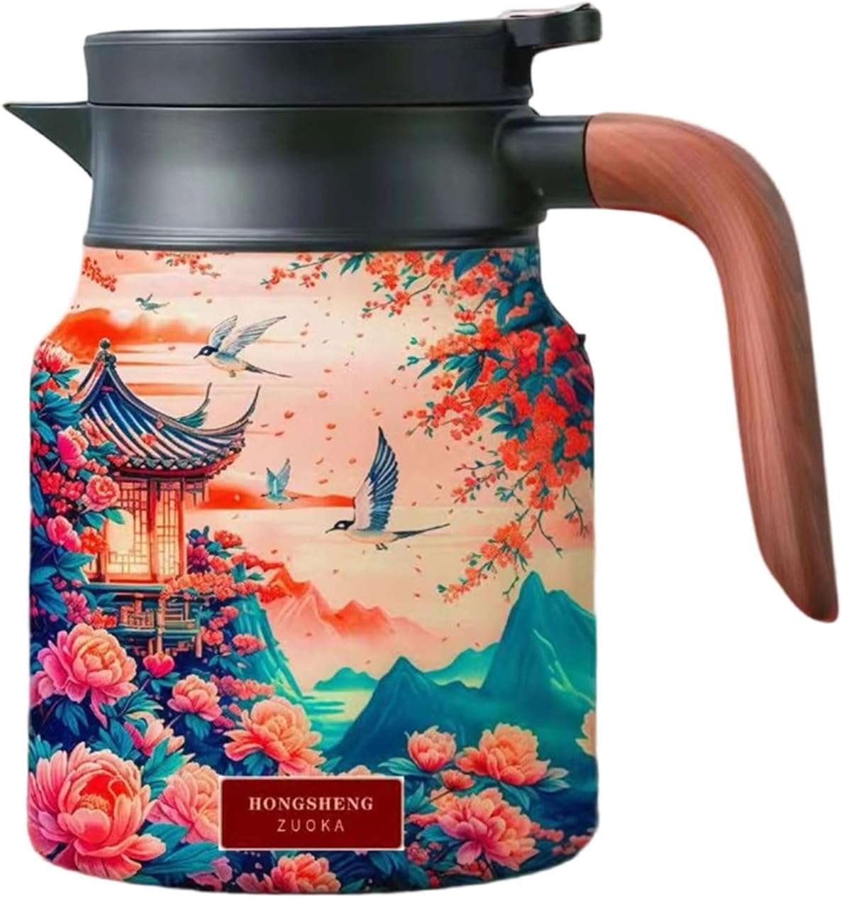 Mythra 1000ml Insulated Stainless Steel Hot Beverage Carafe Chinese Temple NEW