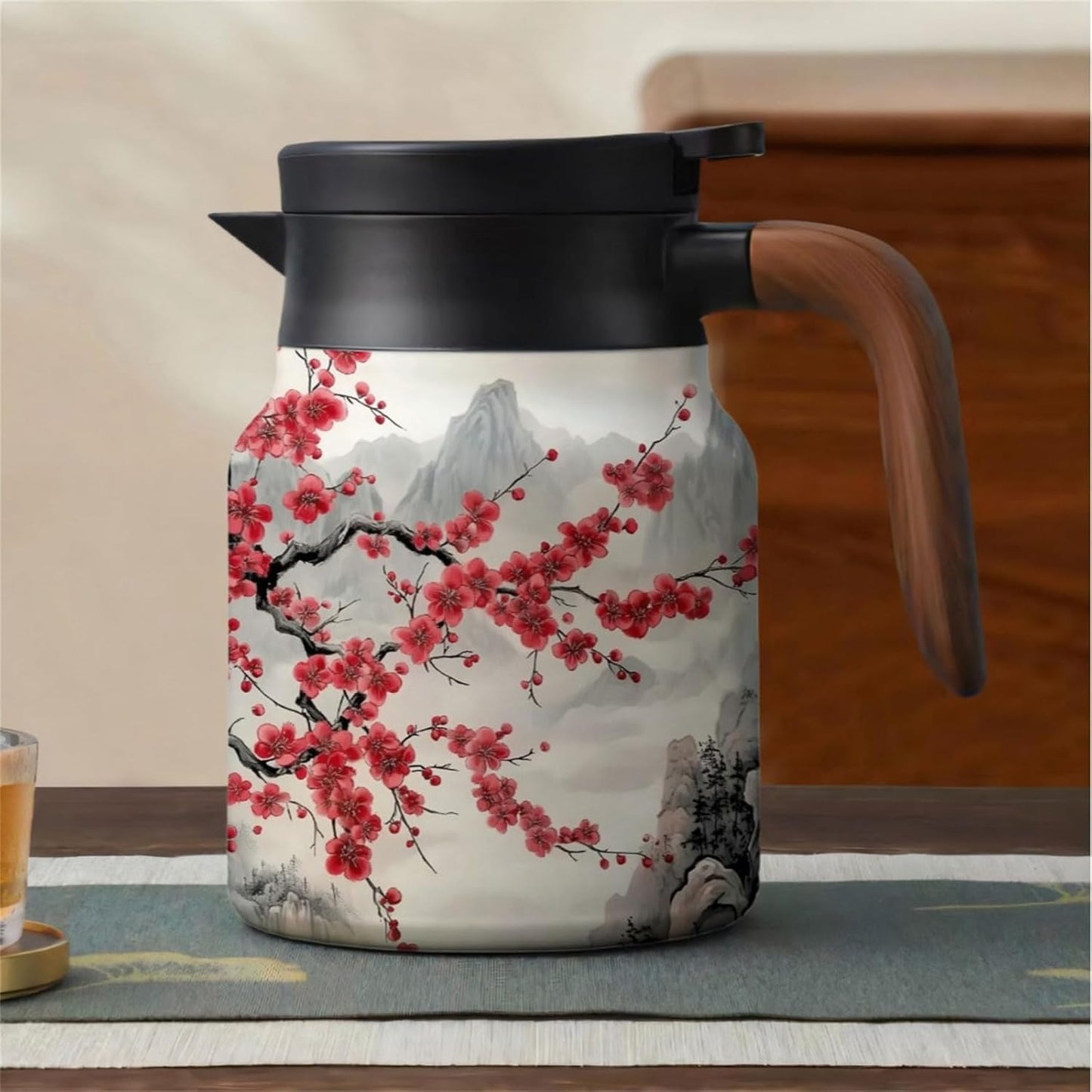 Mythra 1000ml Insulated Stainless Steel Hot Beverage Carafe Chinese Temple NEW