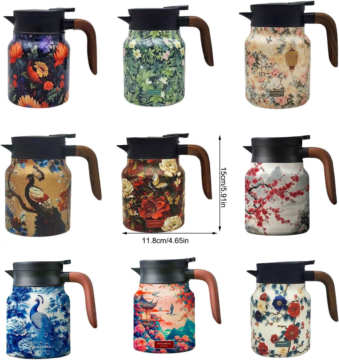 Mythra 1000ml Insulated Stainless Steel Hot Beverage Carafe Chinese Temple NEW