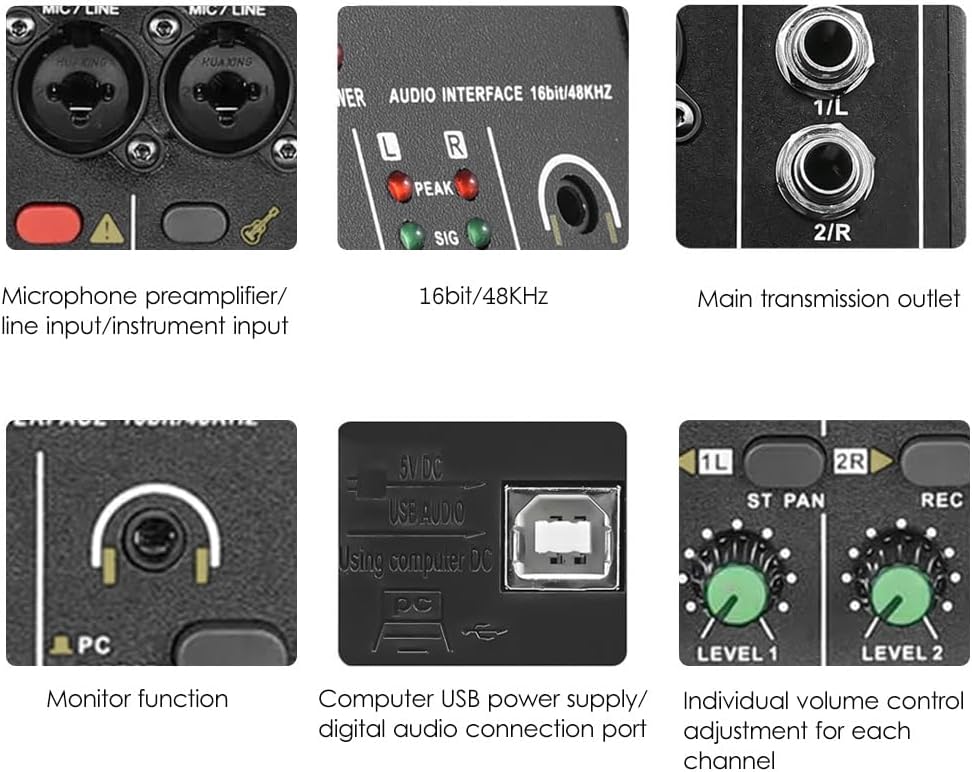 Professional USB Audio Interface Sound Card 16bit/48kHz for Music DEMO