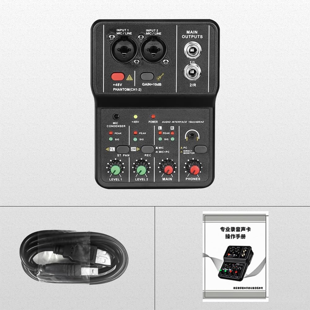 Professional USB Audio Interface Sound Card 16bit/48kHz for Music DEMO