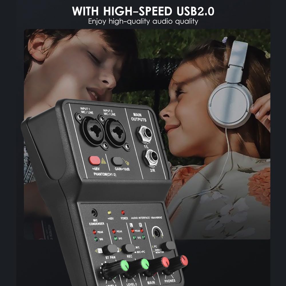 Professional USB Audio Interface Sound Card 16bit/48kHz for Music DEMO