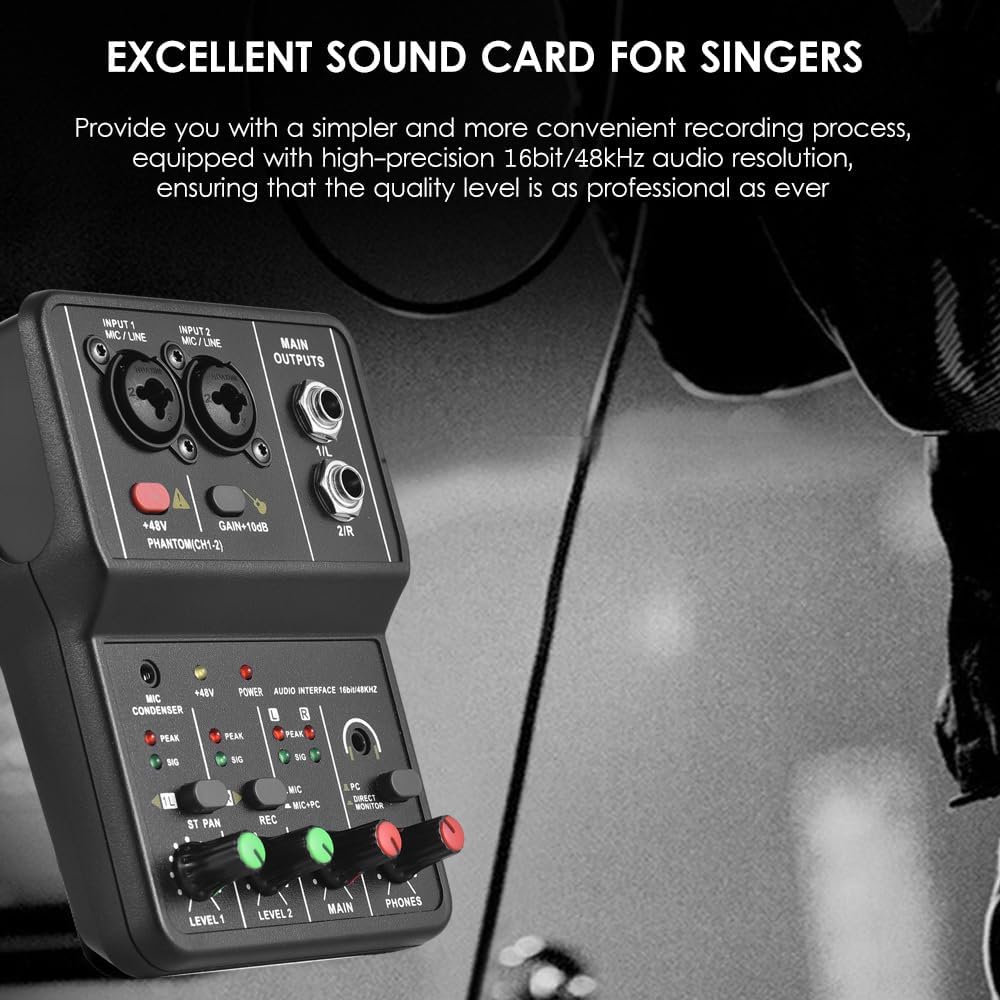 Professional USB Audio Interface Sound Card 16bit/48kHz for Music DEMO
