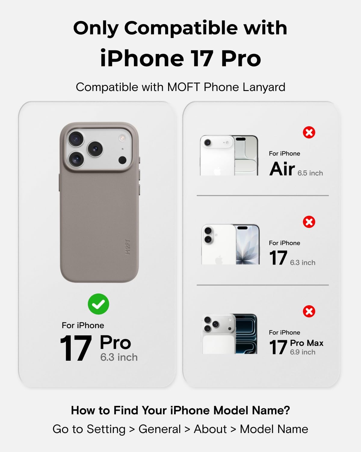 MOFT Vegan Leather Phone Case for iPhone 17 Pro in Taupe - Protective Cover NEW