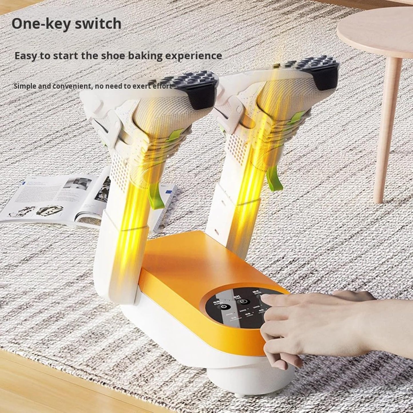 Portable Shoe Boot Dryer & Glove Warmer - Efficient Drying in White Orange DEMO
