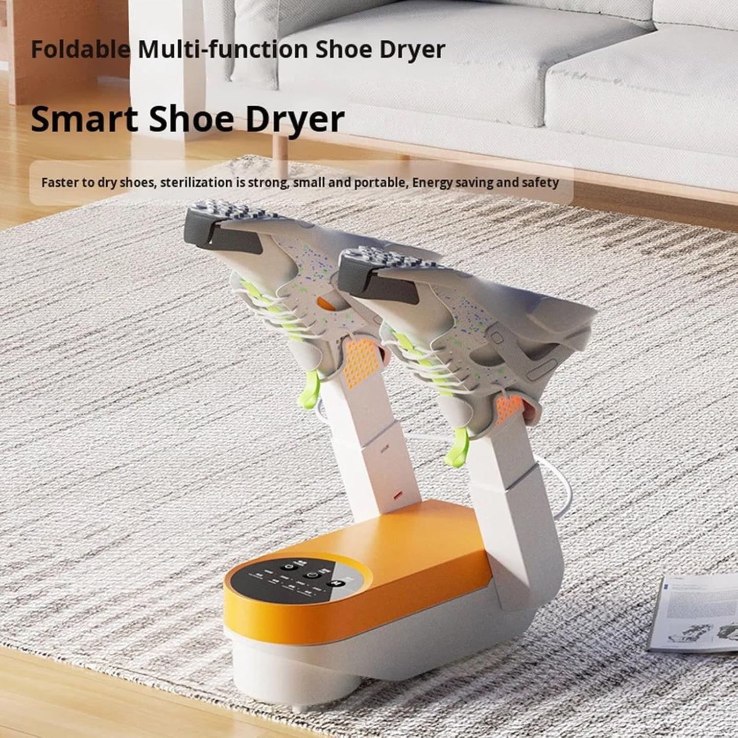 Portable Shoe Boot Dryer & Glove Warmer - Efficient Drying in White Orange DEMO