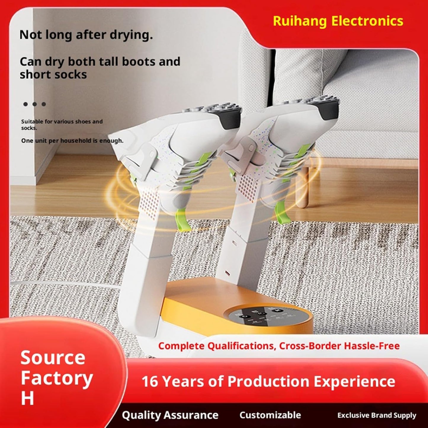 Portable Shoe Boot Dryer & Glove Warmer - Efficient Drying in White Orange DEMO