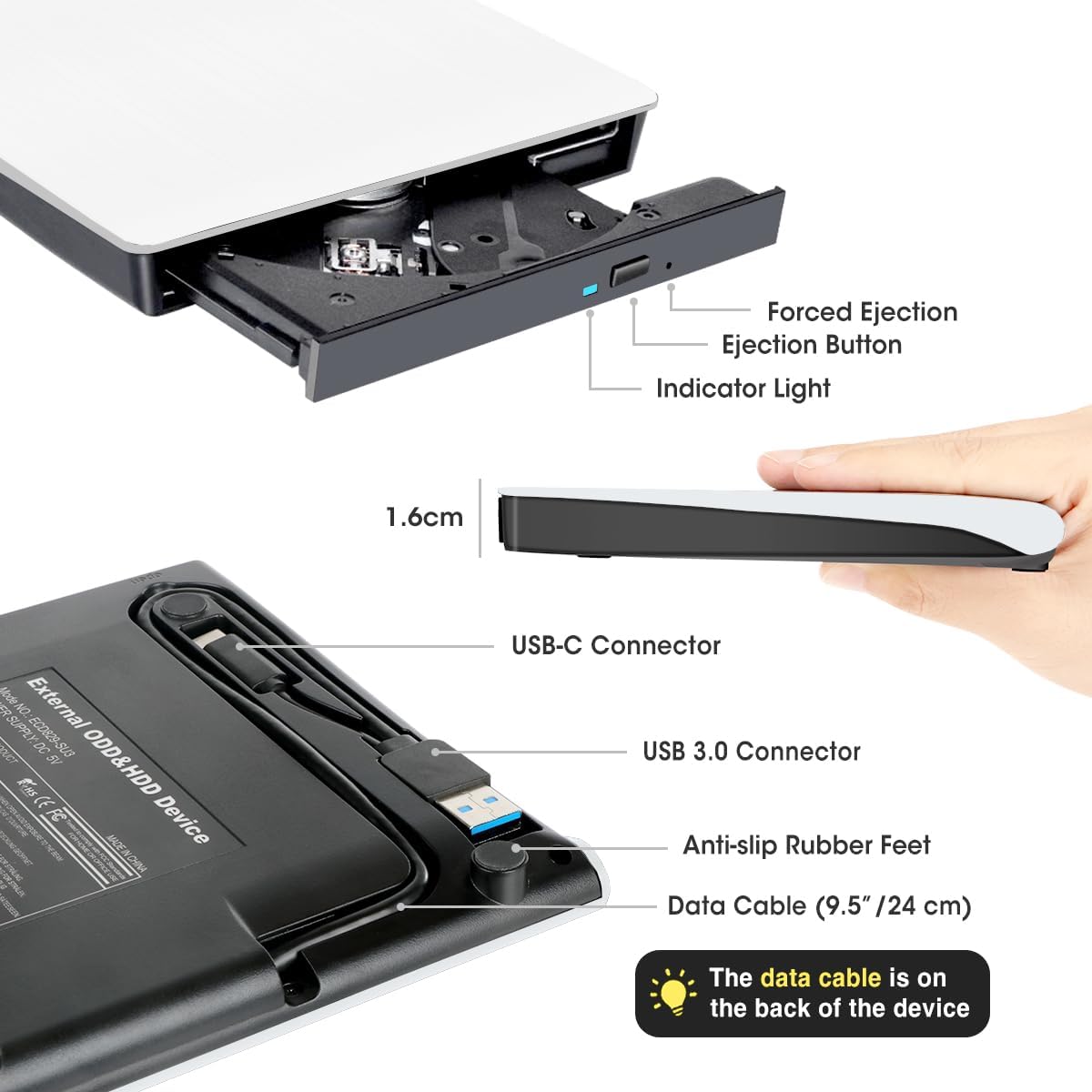 External USB DVD Players 3.0 & USB-C CD/DVD Drive for Laptops and Desktops, NEW