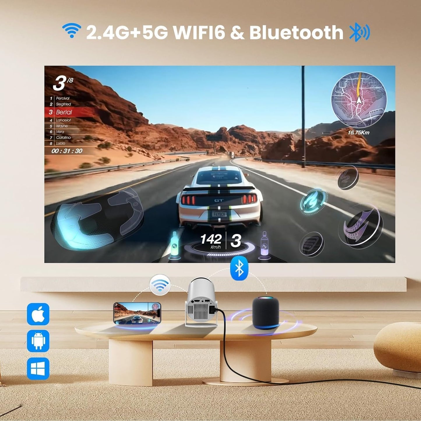 High-Definition 4K Projectors Projector for Smartphones & Tablets - Crisp 1080P