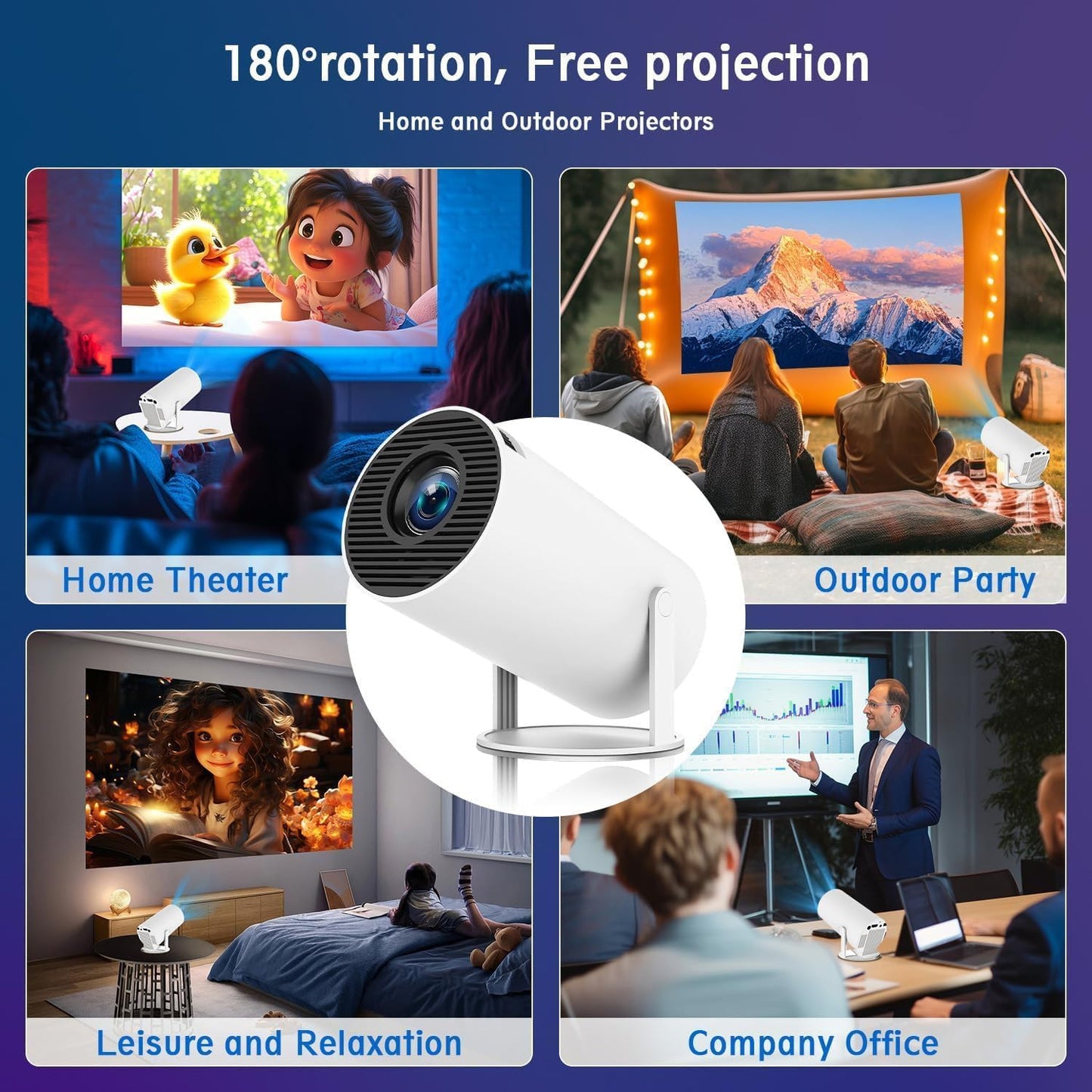 High-Definition 4K Projectors Projector for Smartphones & Tablets - Crisp 1080P
