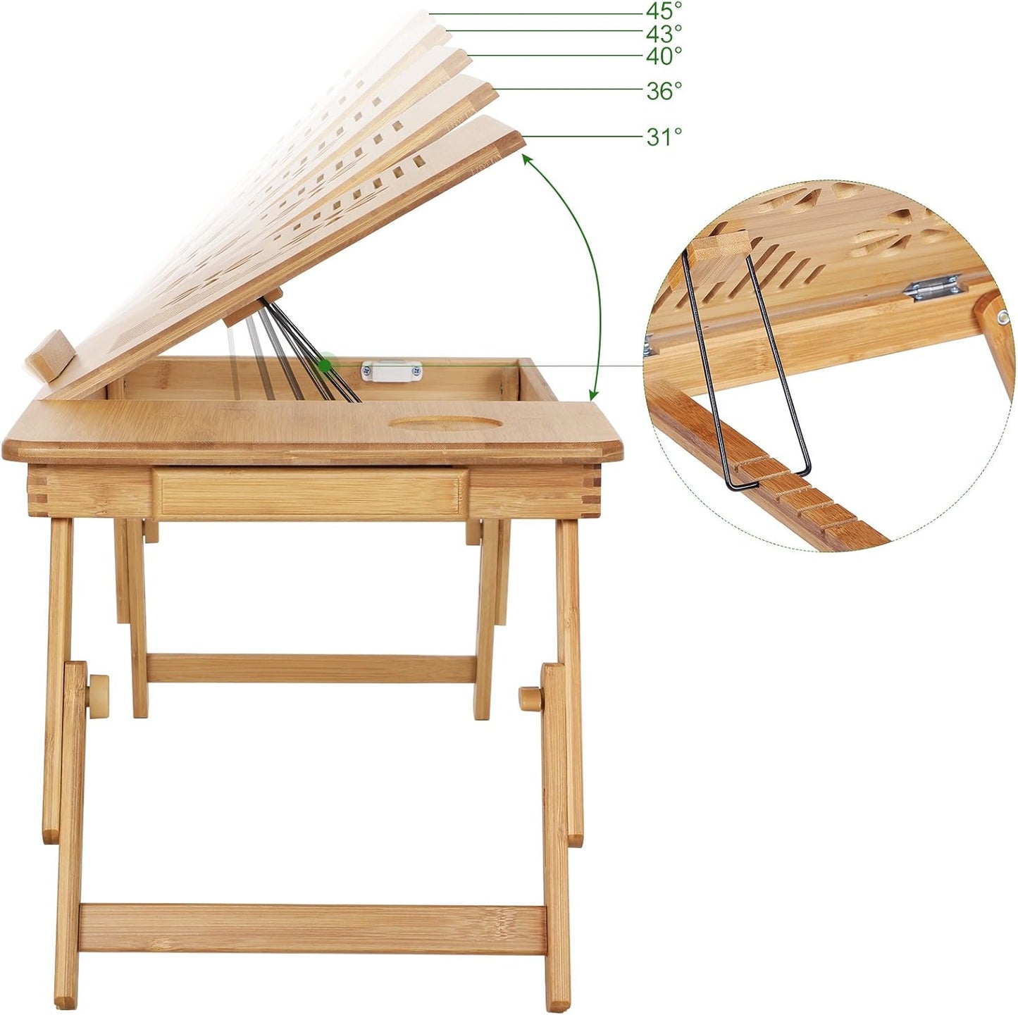 SONGMICS Adjustable Lapdesks Bamboo Laptop Desk Stand 5 Angle Positions NEW