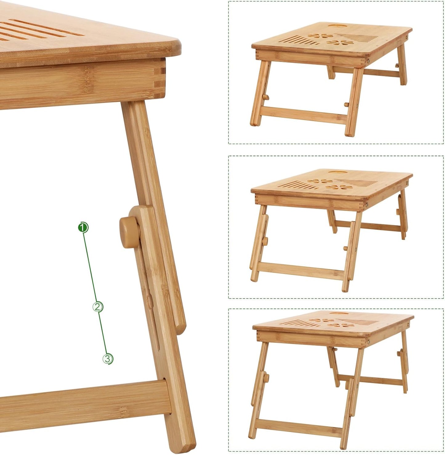 SONGMICS Adjustable Lapdesks Bamboo Laptop Desk Stand 5 Angle Positions NEW