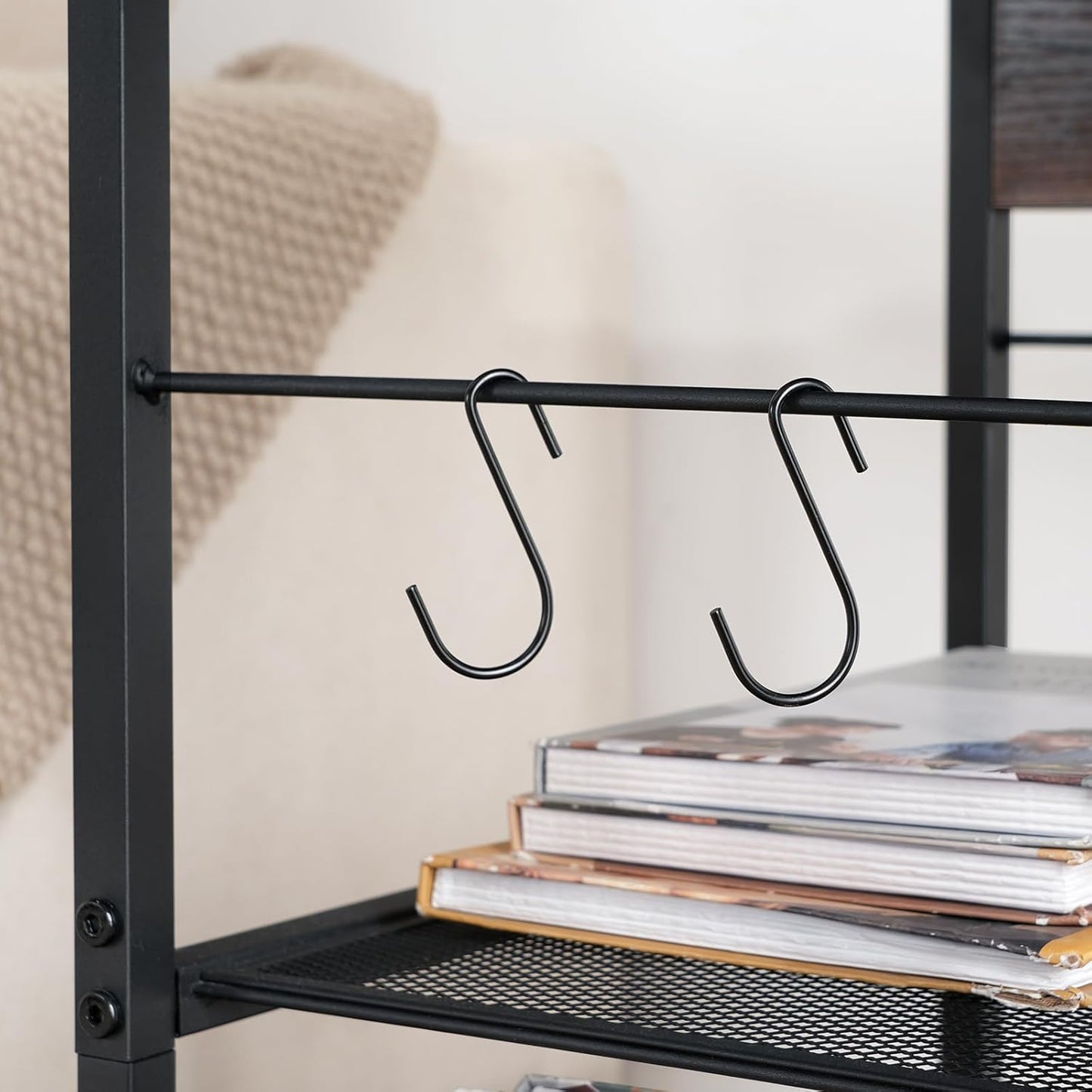 HOOBRO 3-Tier Printer Desk Stand Rustic Brown & Black Engineered Wood NEW