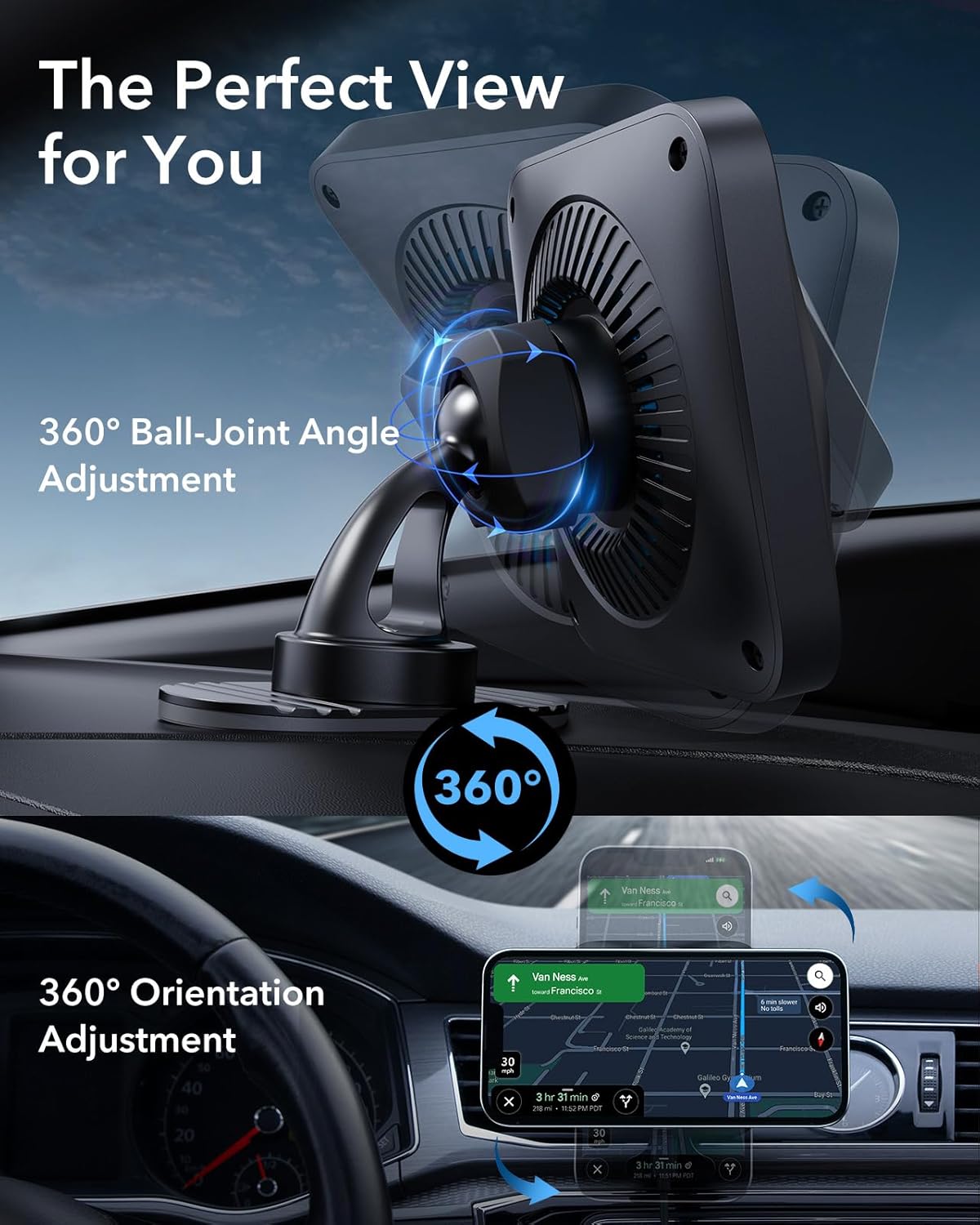 ESR 15W Automobile Chargers Wireless MagSafe Car Charger with Cooling Fan, NEW