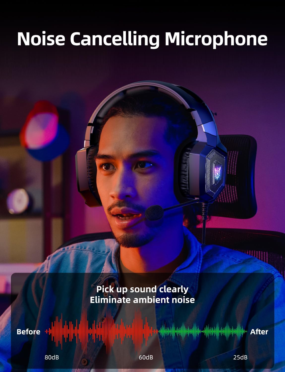 Black Gaming Headset with Noise Cancelling Microphone for PC Gamers DEMO