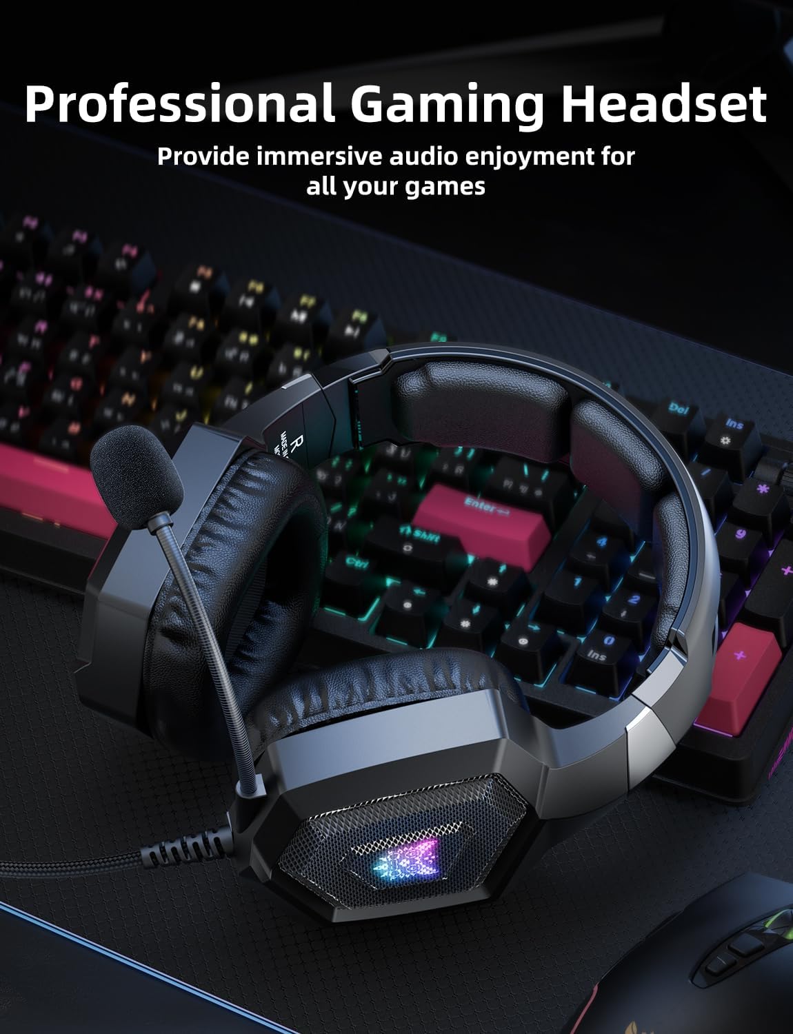 Black Gaming Headset with Noise Cancelling Microphone for PC Gamers DEMO