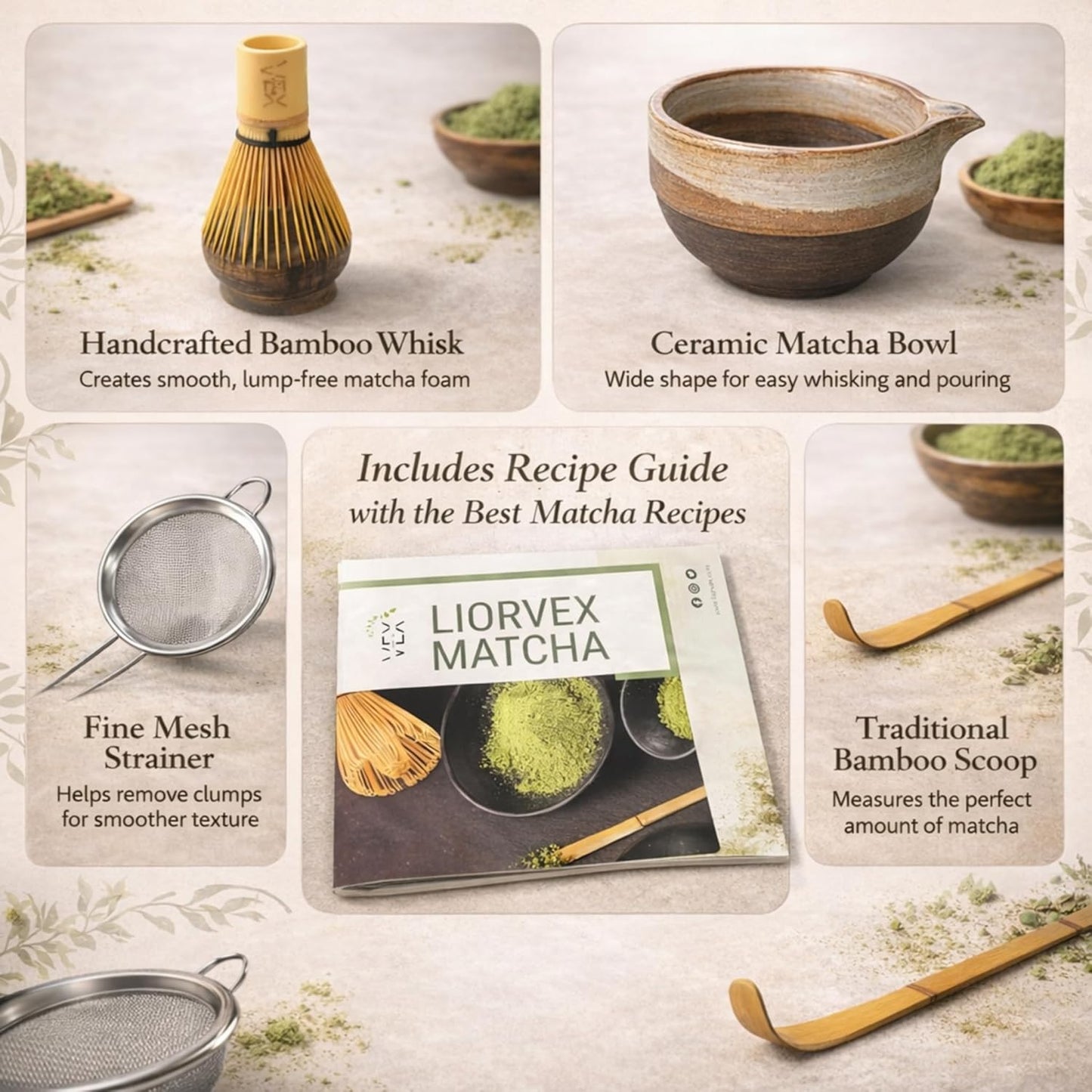 LiorVex Premium Tea Sets Rustic Brown Ceramic Matcha Tea Set - 7-Piece NEW
