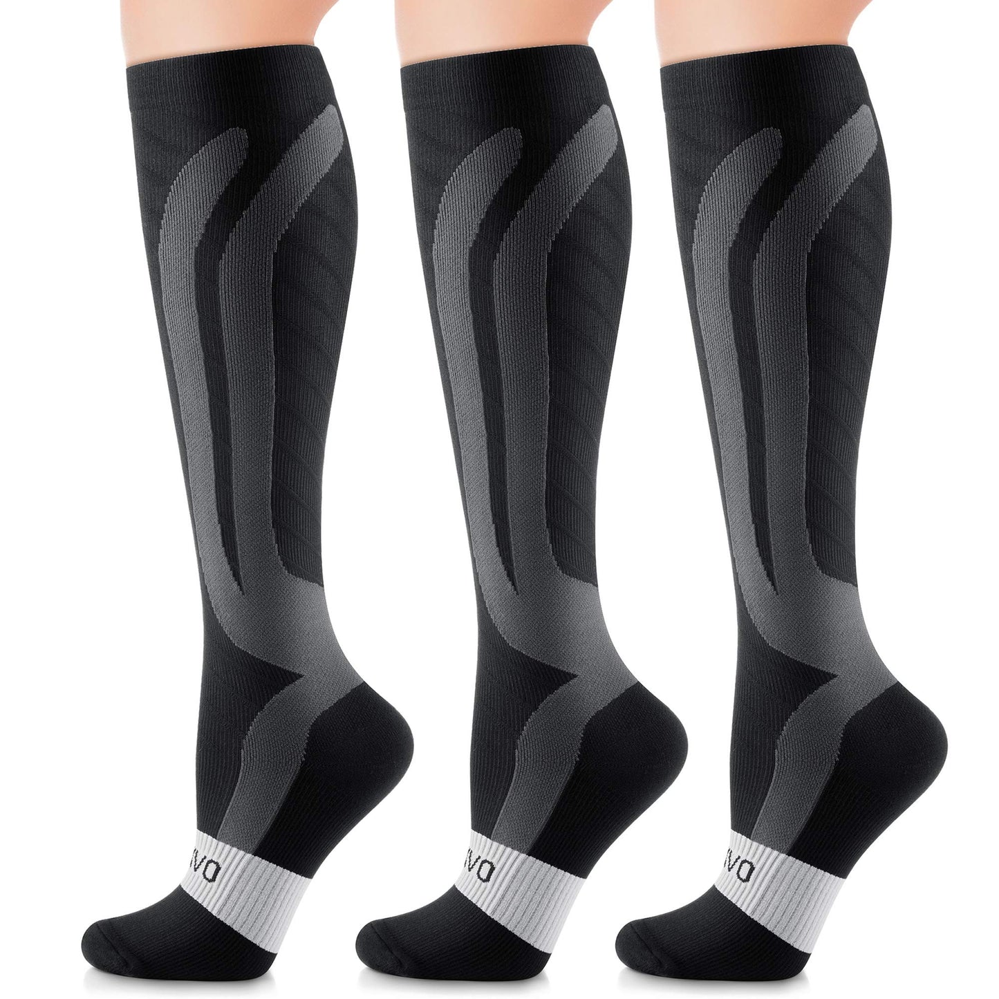 CAMBIVO Compression Socks 20-30 mmHg for Men & Women, Grey, Large/X-Large DEMO