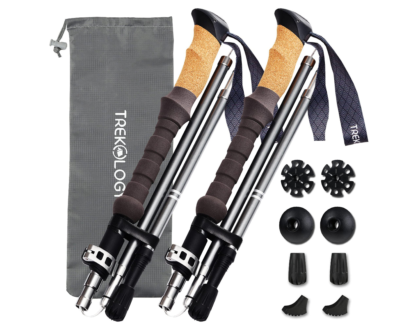 Trekology Collapsible Trekking Poles Lightweight Aluminium Hiking Grey NEW