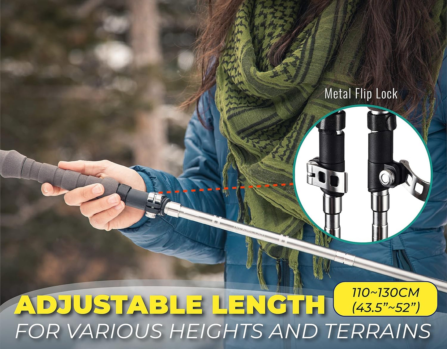 Trekology Collapsible Trekking Poles Lightweight Aluminium Hiking Grey NEW