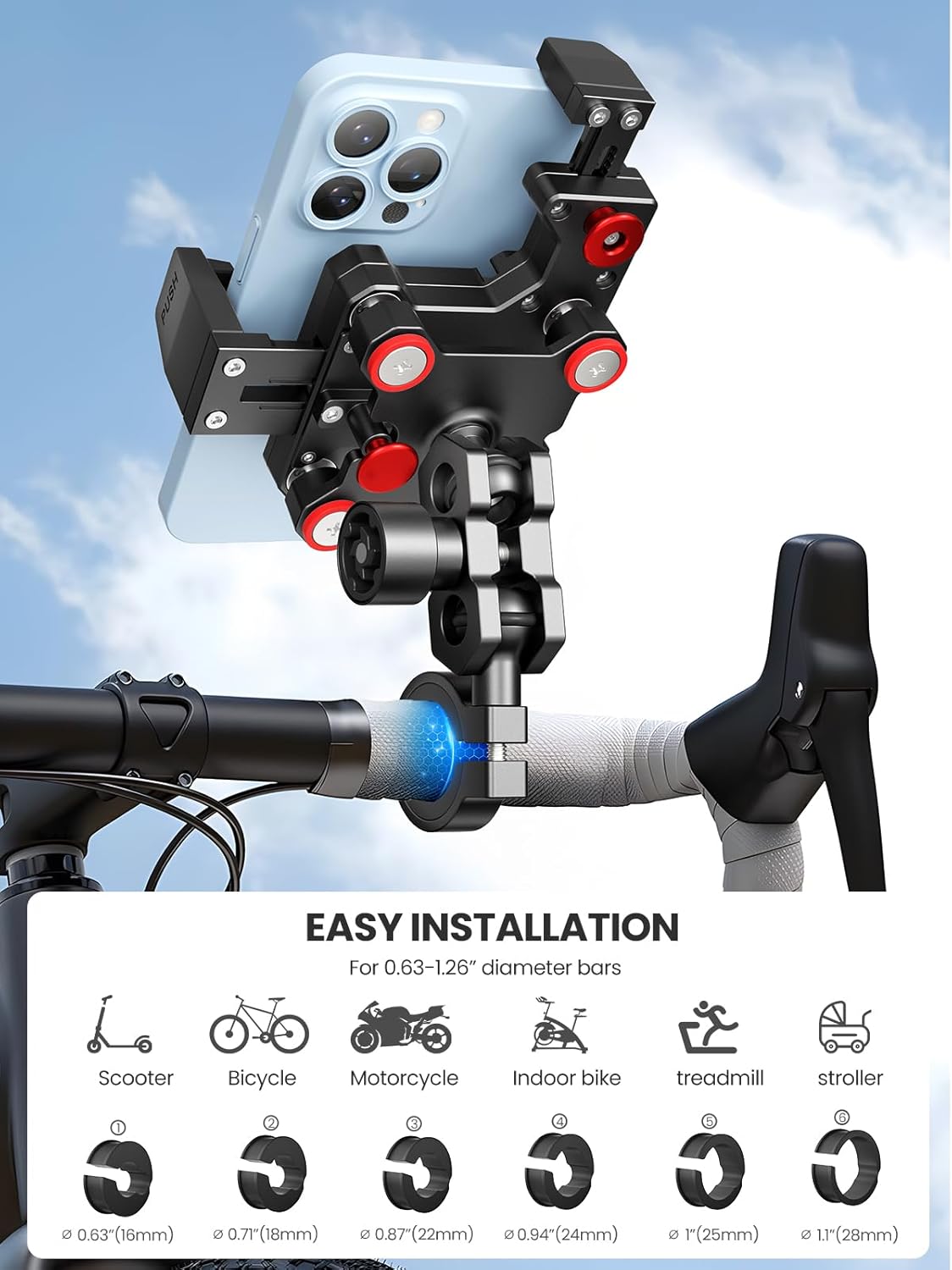 tounee Magnetic Levitation Handlebar Mount Shock Absorbing Phone Holder NEW