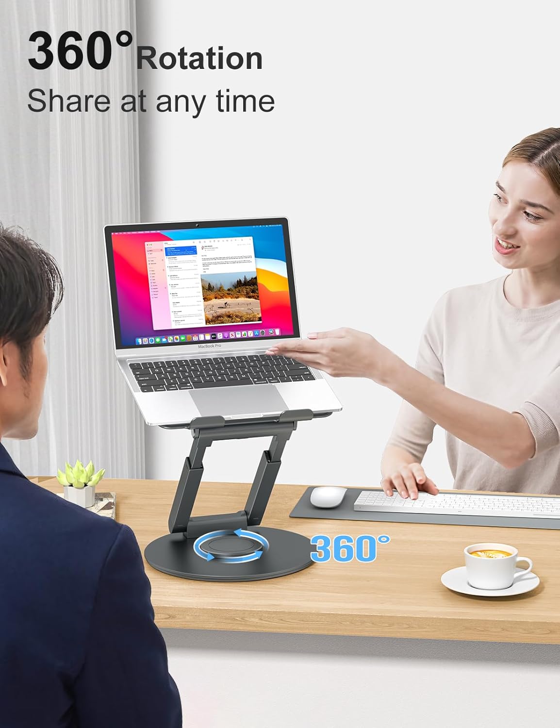 tounee Adjustable Stands Laptop Stand with 360° Swivel for Sit-to-Desk DEMO
