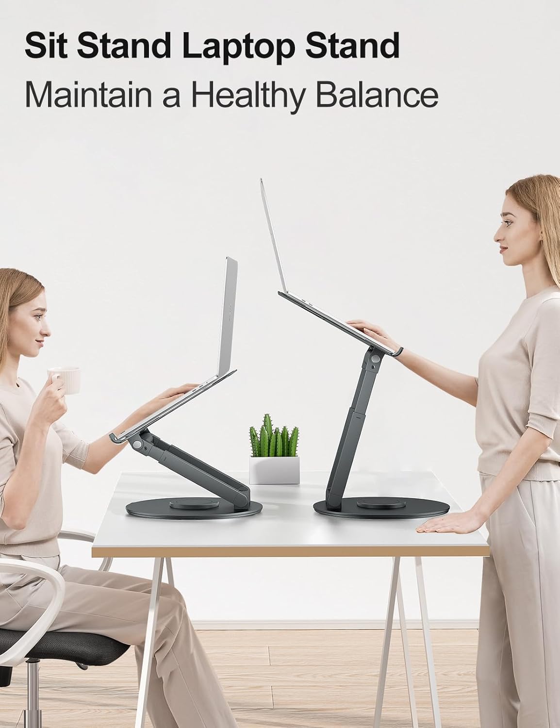 tounee Adjustable Stands Laptop Stand with 360° Swivel for Sit-to-Desk DEMO
