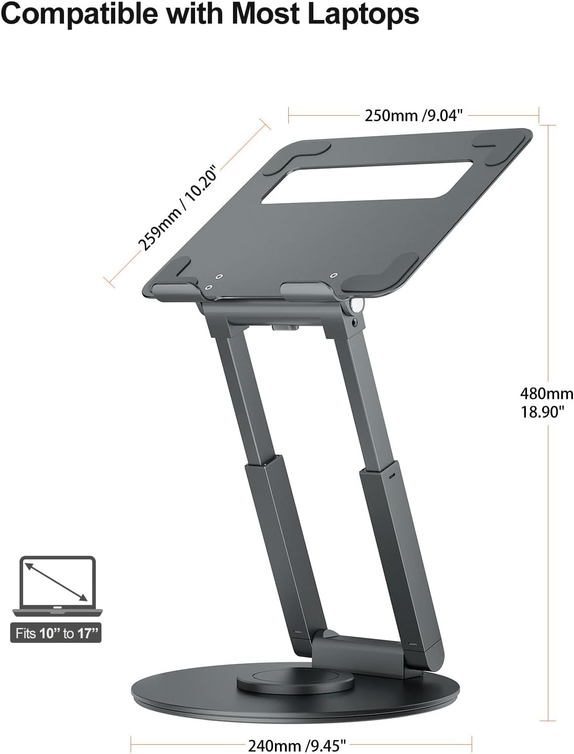 tounee Adjustable Stands Laptop Stand with 360° Swivel for Sit-to-Desk DEMO