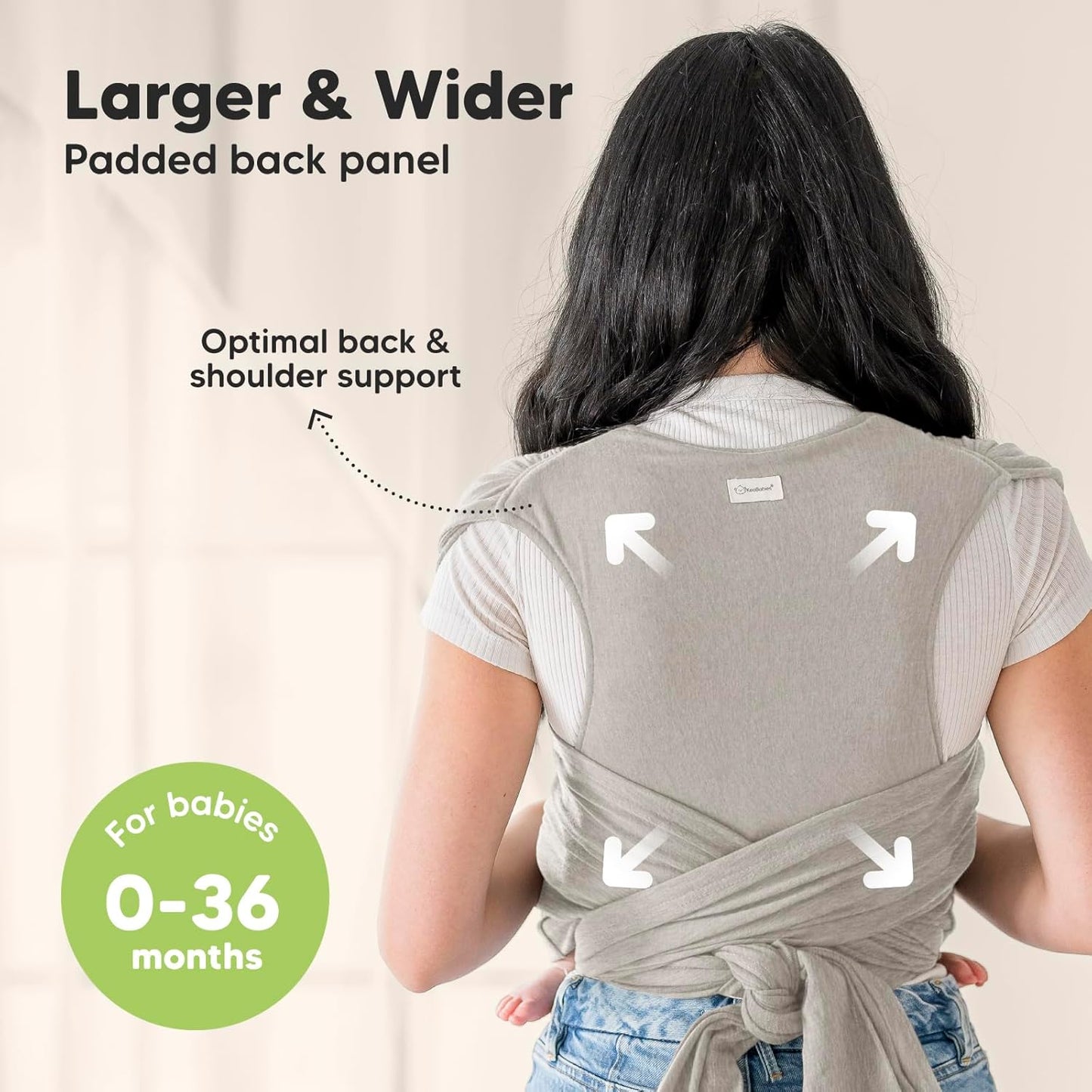 KeaBabies Baby Wrap Carrier Ring Sling Adjustable Soft Breathable Stone Gray NEW