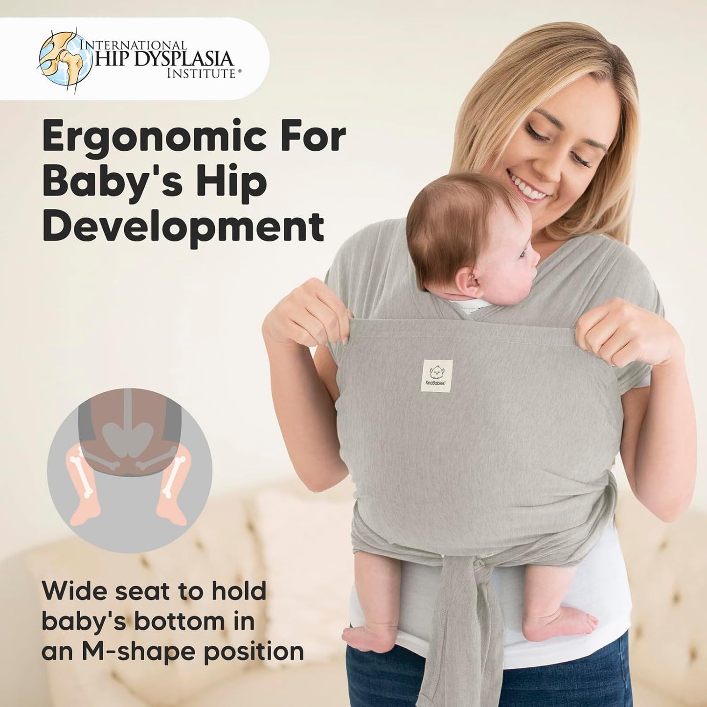 KeaBabies Baby Wrap Carrier Ring Sling Adjustable Soft Breathable Stone Gray NEW