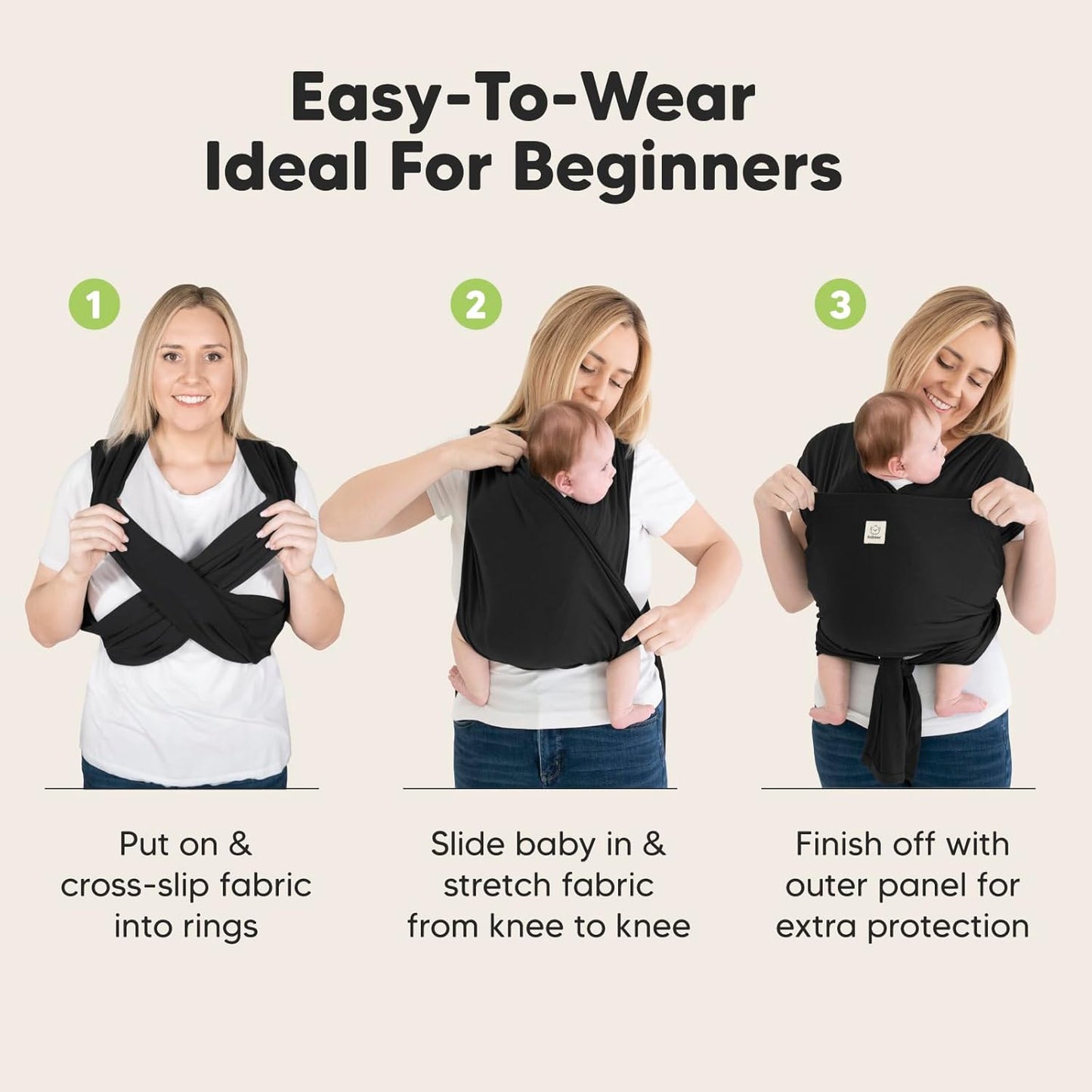 KeaBabies Baby Wrap Carrier Ring Sling Adjustable Soft Breathable Stone Gray NEW