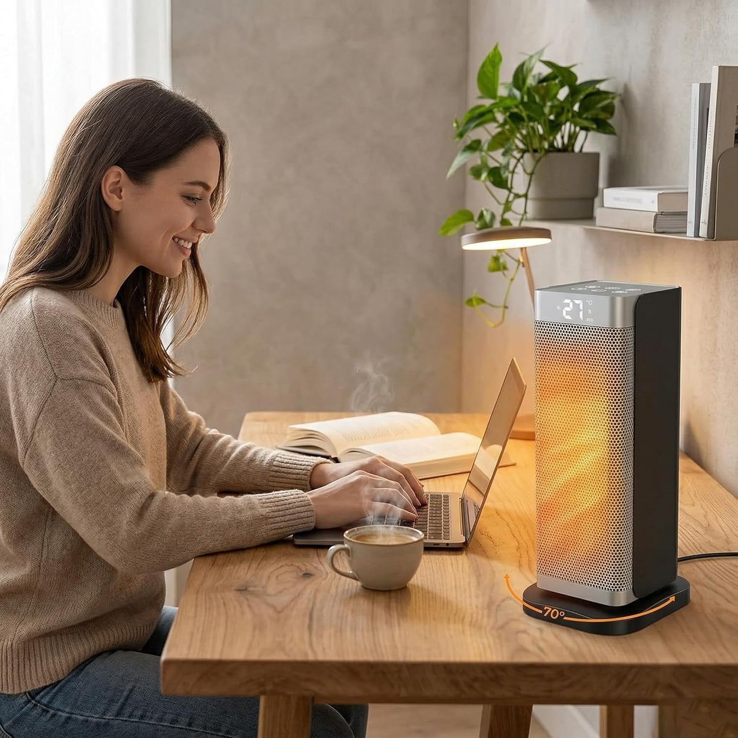 1500W PTC Heating Electric Space Heater with Thermostat for Indoor Use, DEMO