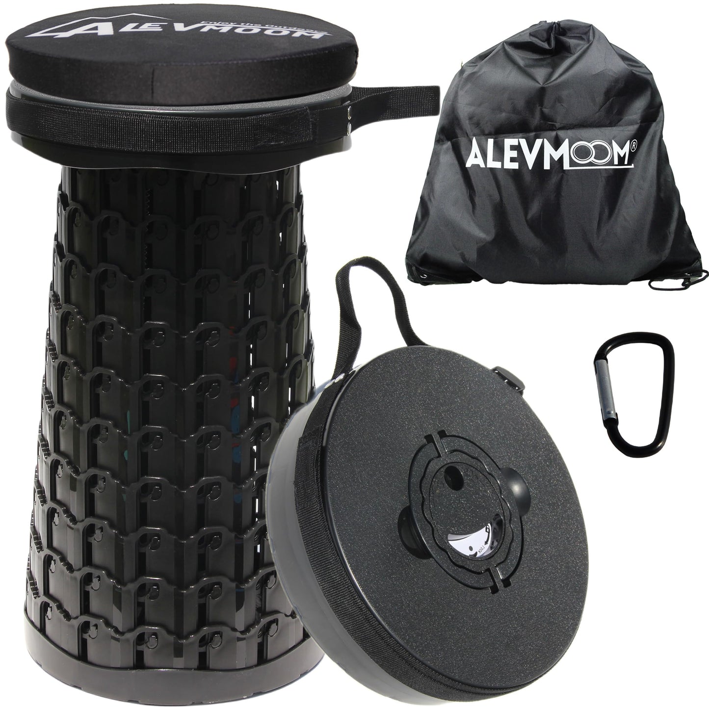 ALEVMOOM Collapsible Camping Stool with Thick Cushion 800Lbs Capacity Size DEMO