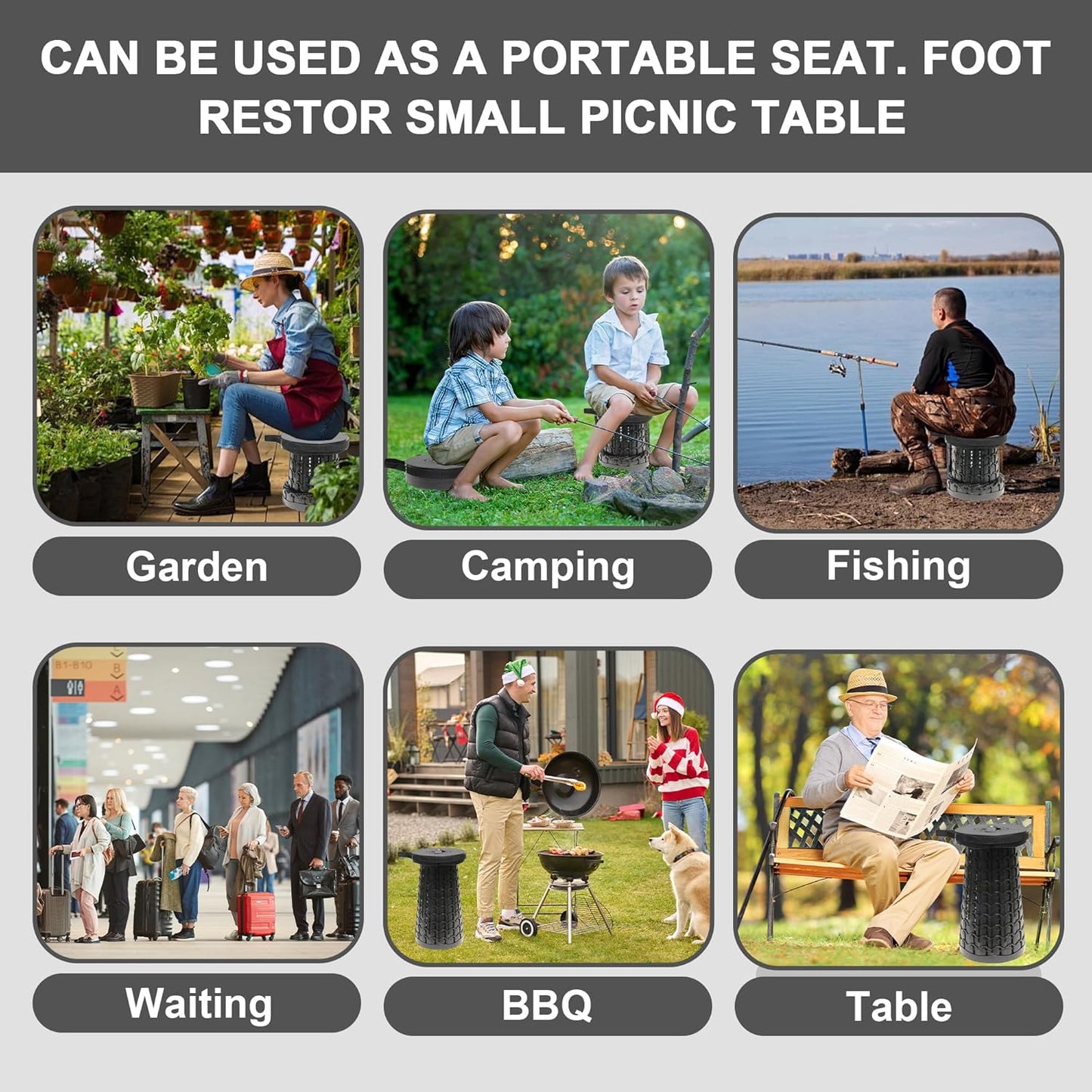 ALEVMOOM Collapsible Camping Stool with Thick Cushion 800Lbs Capacity Size DEMO