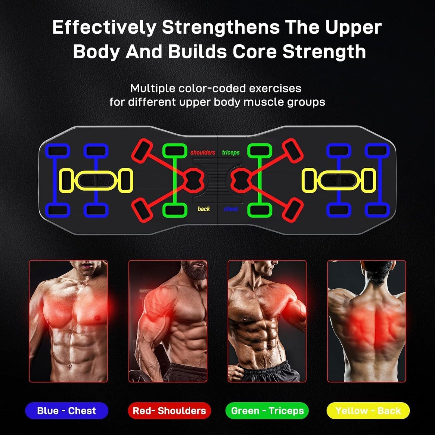 Portable Foldable 10-in-1 Push Up Bar Strength Training Equipment Black DEMO