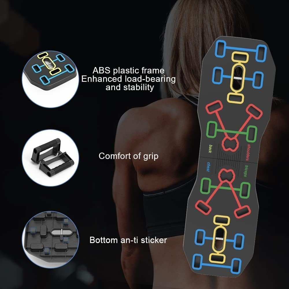Portable Foldable 10-in-1 Push Up Bar Strength Training Equipment Black DEMO
