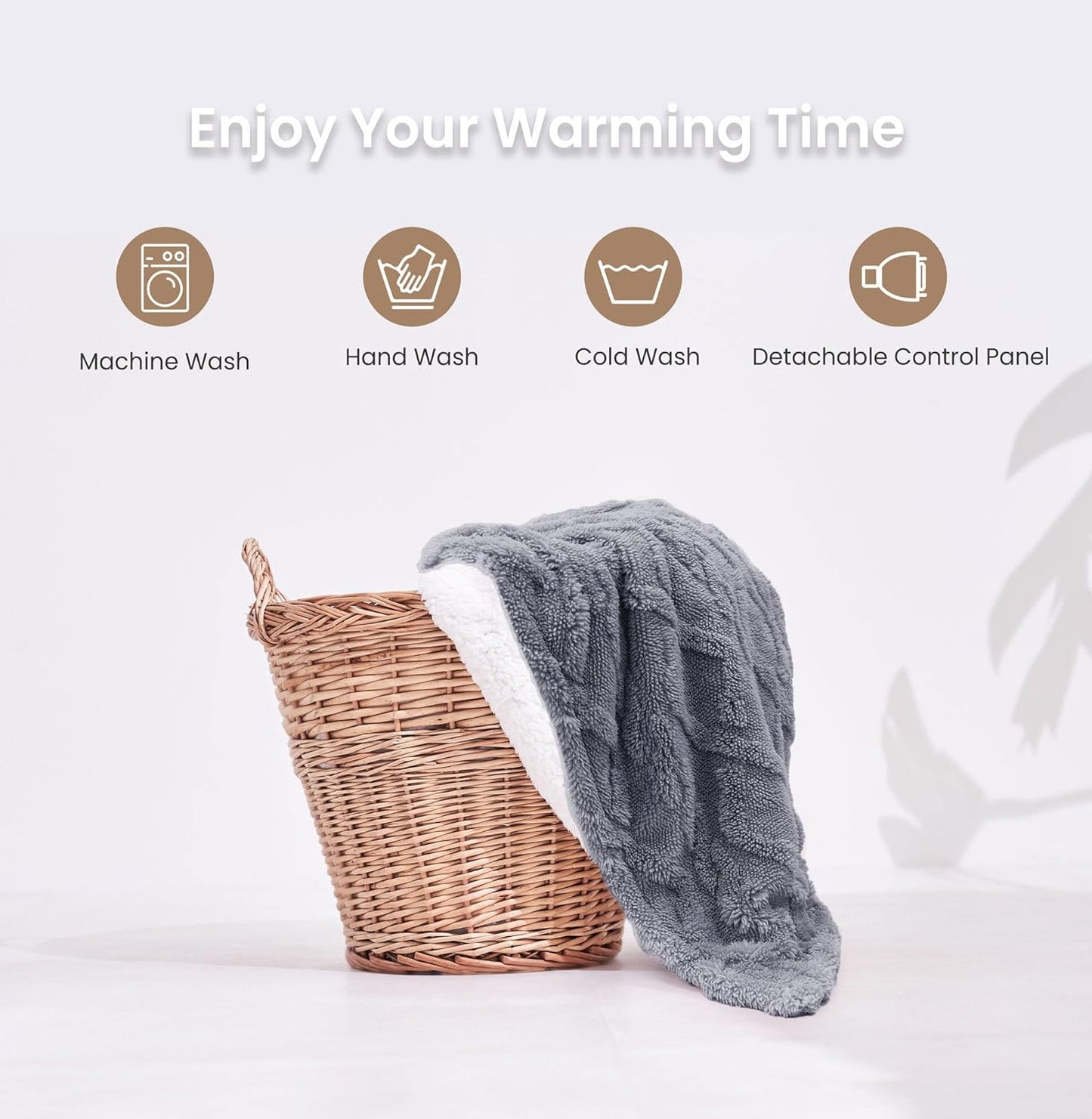 Aheadpret Grey Throws Electric Throw Blanket 9 Heat Settings Size 130x160cm NEW