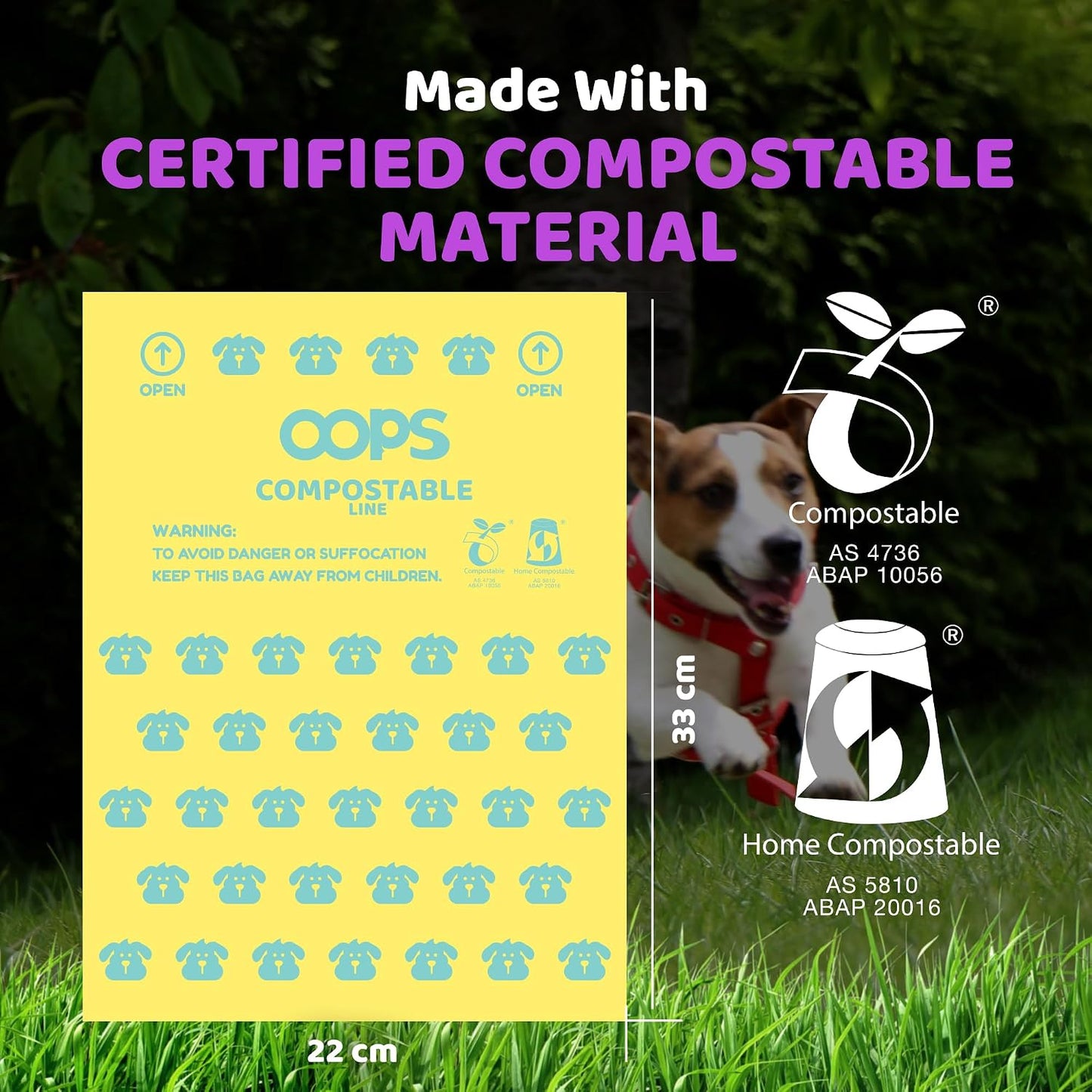OOPS Compostable Pet Poop Bags Certified Biodegradable Unscented 24 Rolls NEW