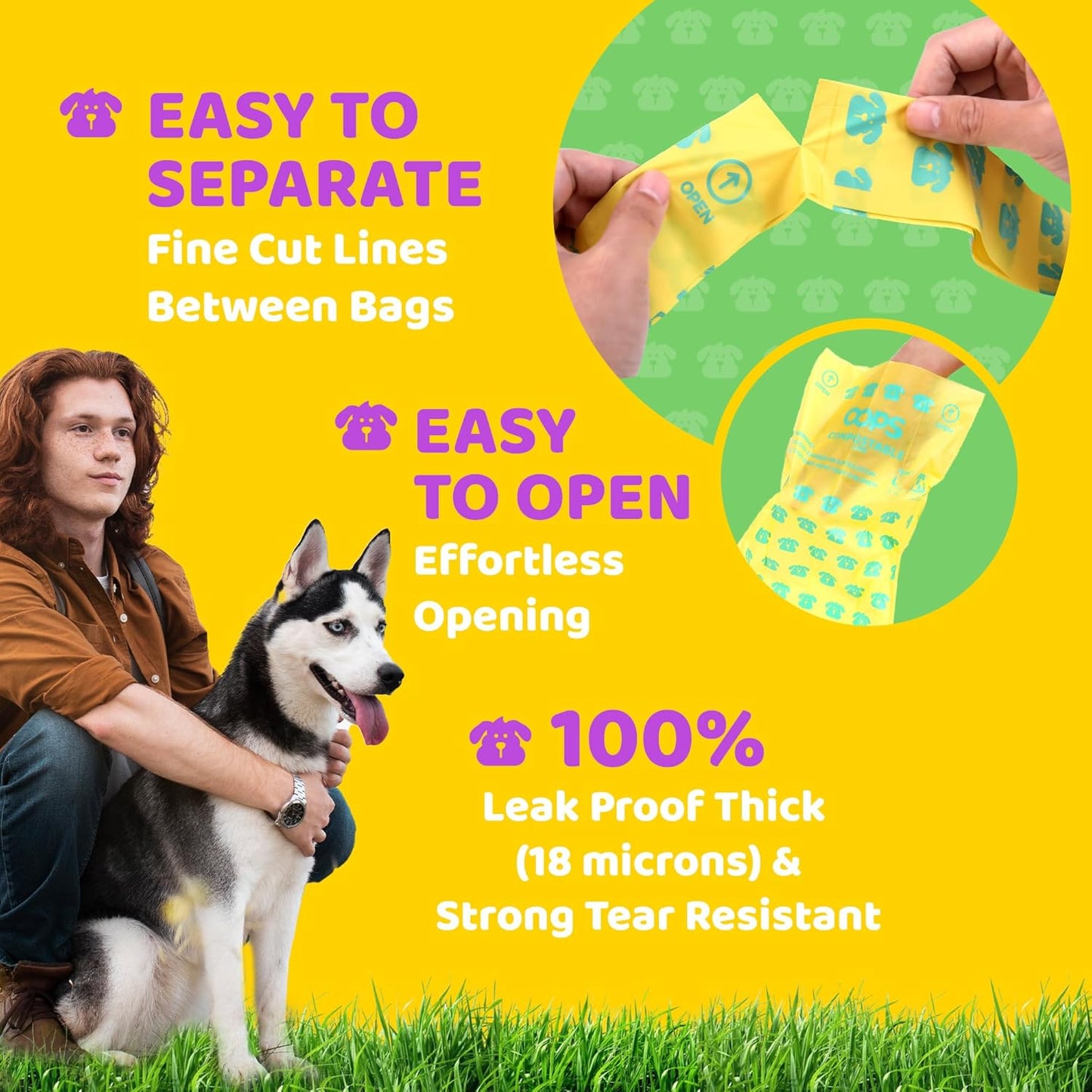 OOPS Compostable Pet Poop Bags Certified Biodegradable Unscented 24 Rolls NEW