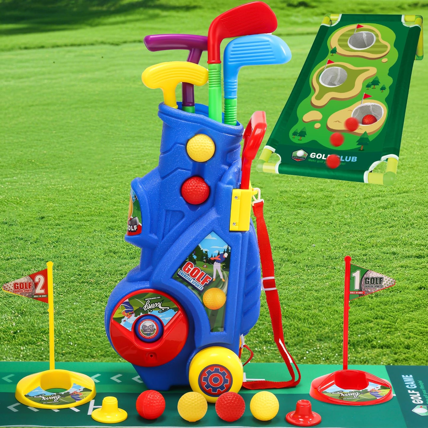 Toddler Golf Club Set Multicolour Plastic Clubs for Boys Girls Ages 3-5 NEW
