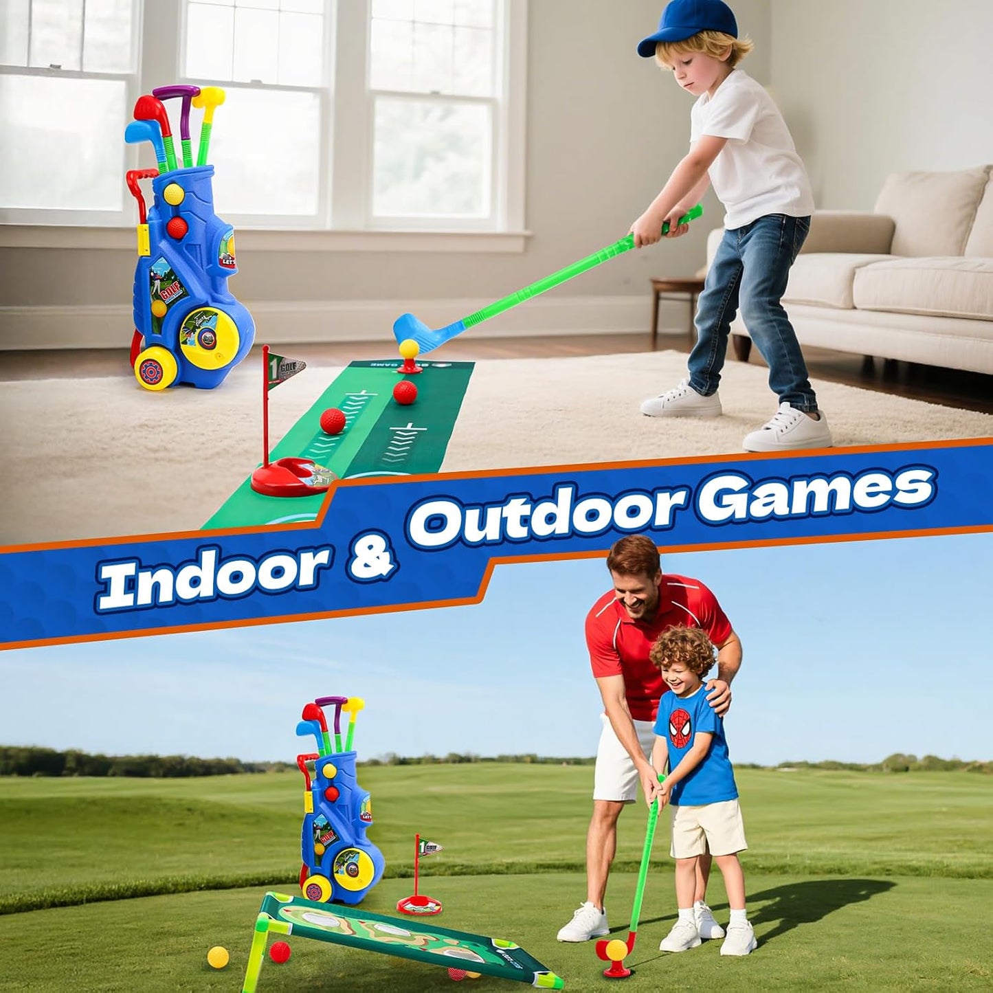 Toddler Golf Club Set Multicolour Plastic Clubs for Boys Girls Ages 3-5 NEW