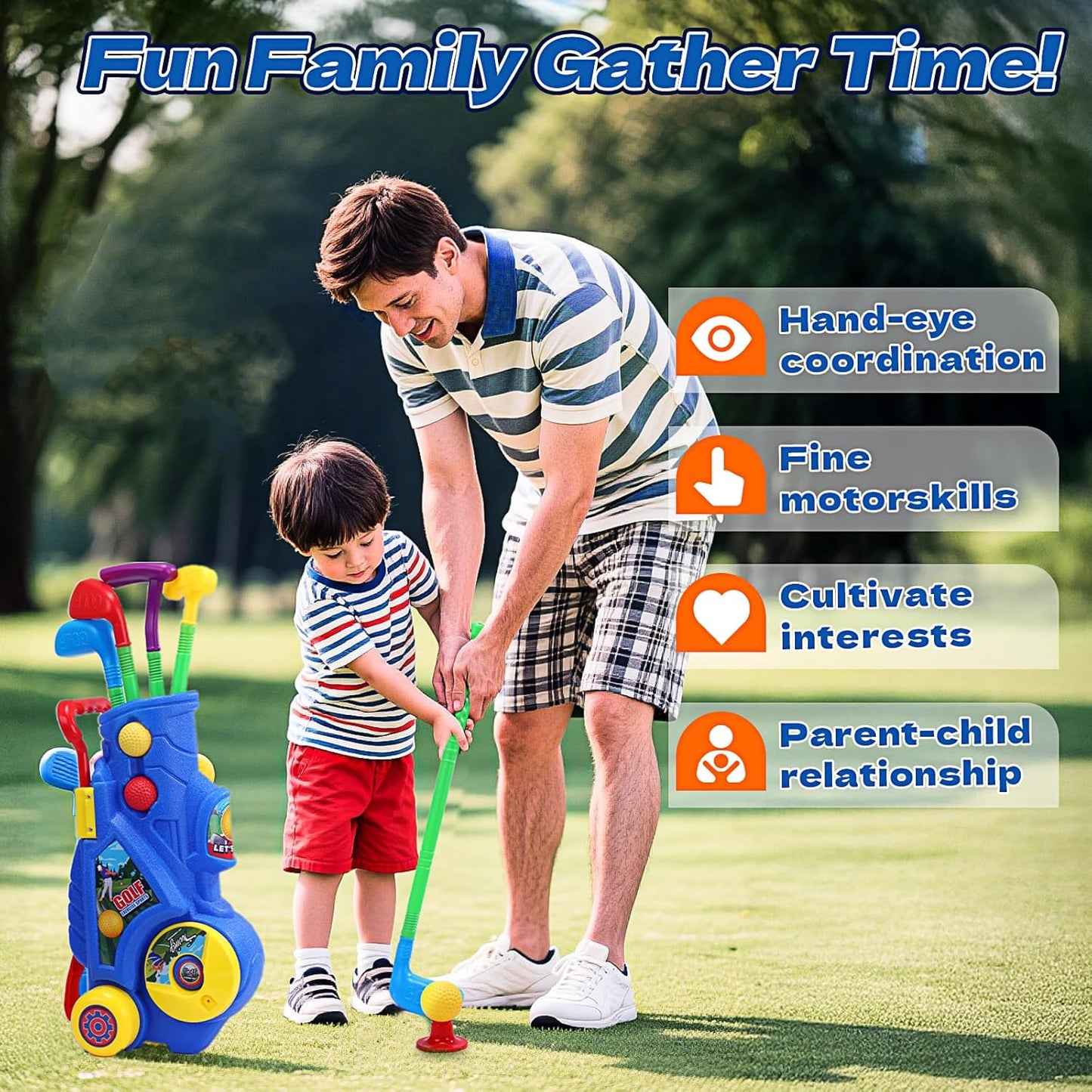 Toddler Golf Club Set Multicolour Plastic Clubs for Boys Girls Ages 3-5 NEW