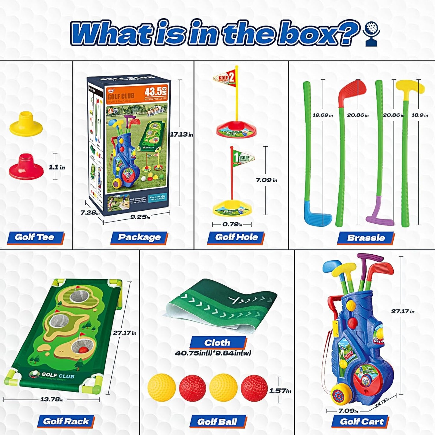 Toddler Golf Club Set Multicolour Plastic Clubs for Boys Girls Ages 3-5 NEW